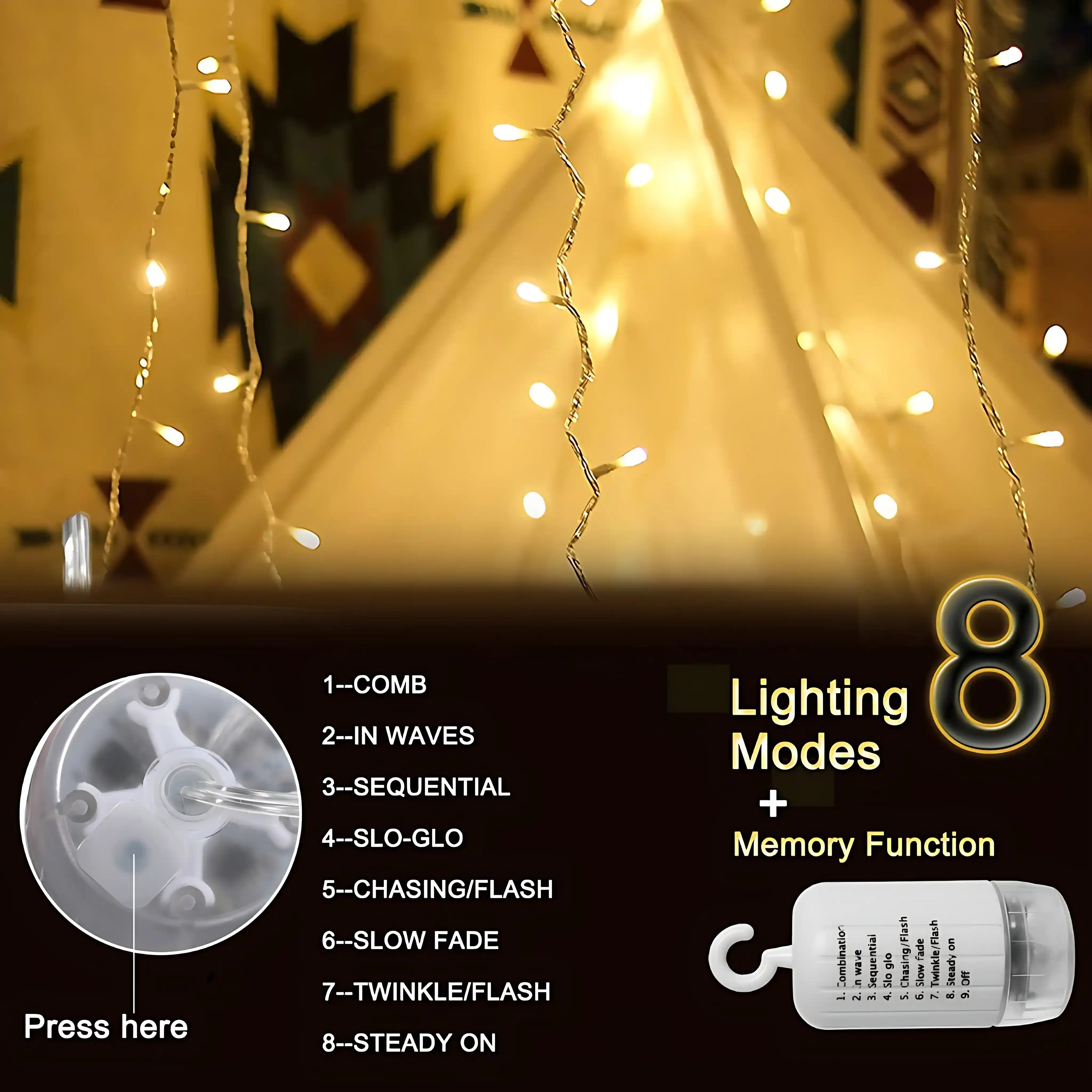 gresonic-led-lichterkette-100-led-warmwei-batterie-8-modi image 4
