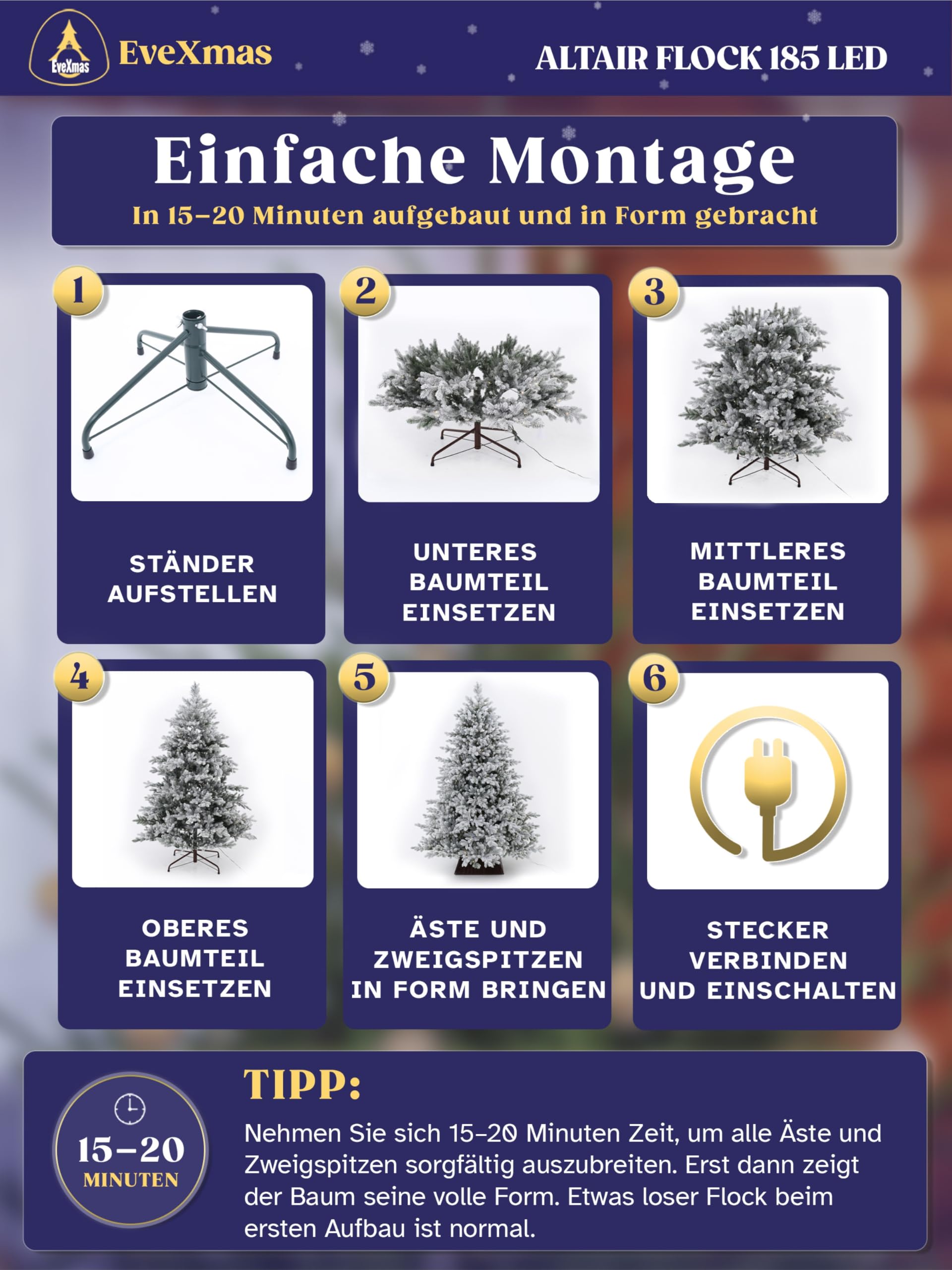evexmas-altair-weihnachtsbaum-185cm-geflockt-led-warmwei-set image 4