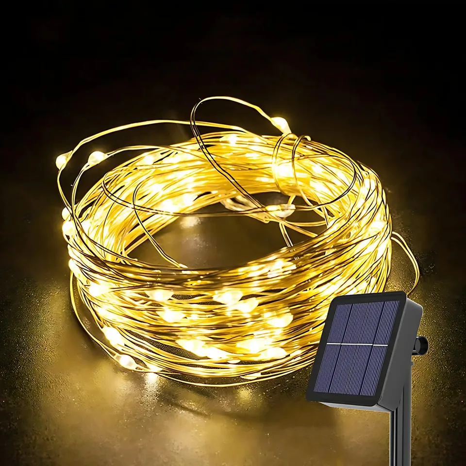 gresonic-solar-lichterkette-100-led-kupferdraht-warmwei-wasserdicht image 1