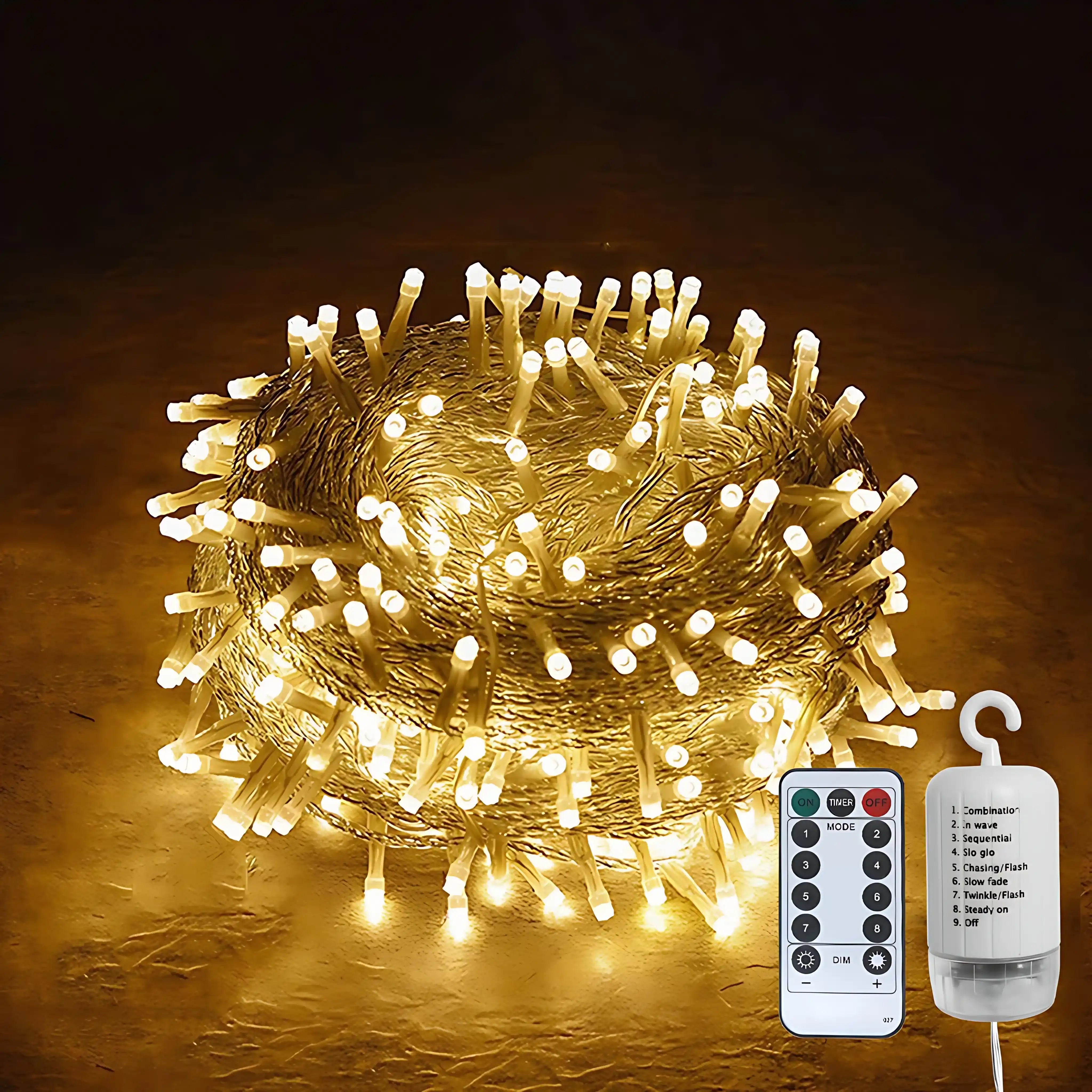 gresonic-led-lichterkette-100-led-warmwei-batterie-8-modi image 1