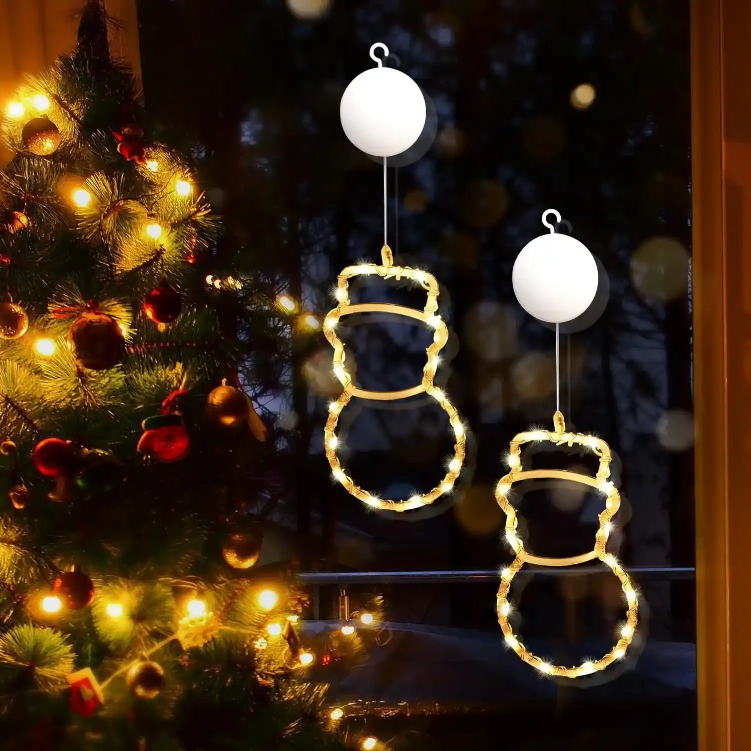 gresonic-lichtervorhang-schneemann-led-fensterdeko-2er-batteriebetrieben image 1