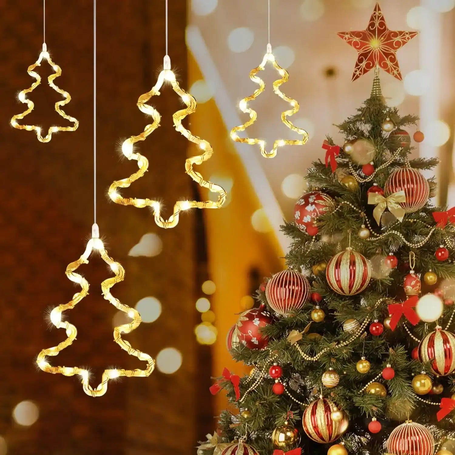 gresonic-lichtervorhang-weihnachtsbaum-4er-batterie-fensterdeko image 4