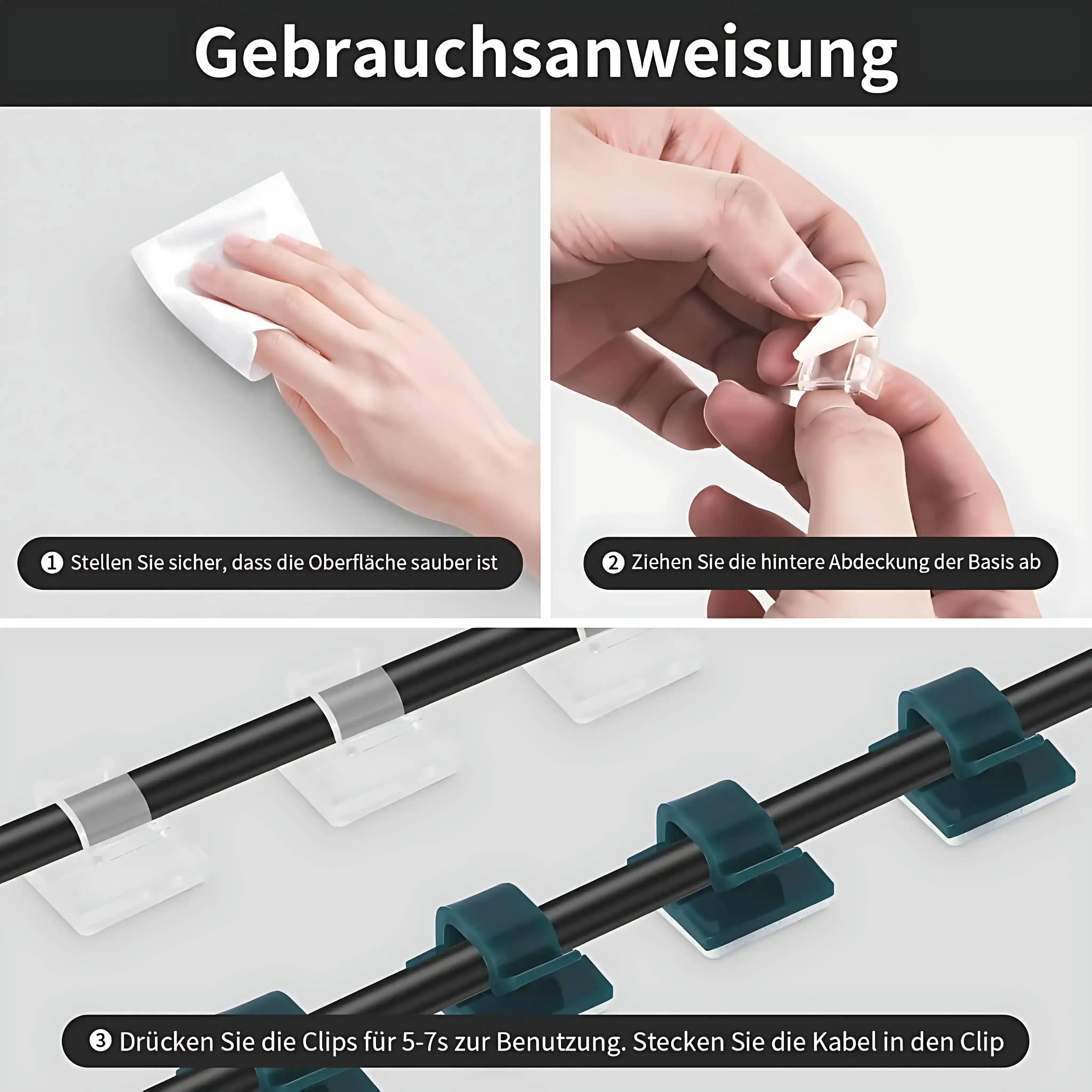 gresonic-zubeh-r-kabelhalter-120-clips-transparent-selbstklebend image 4