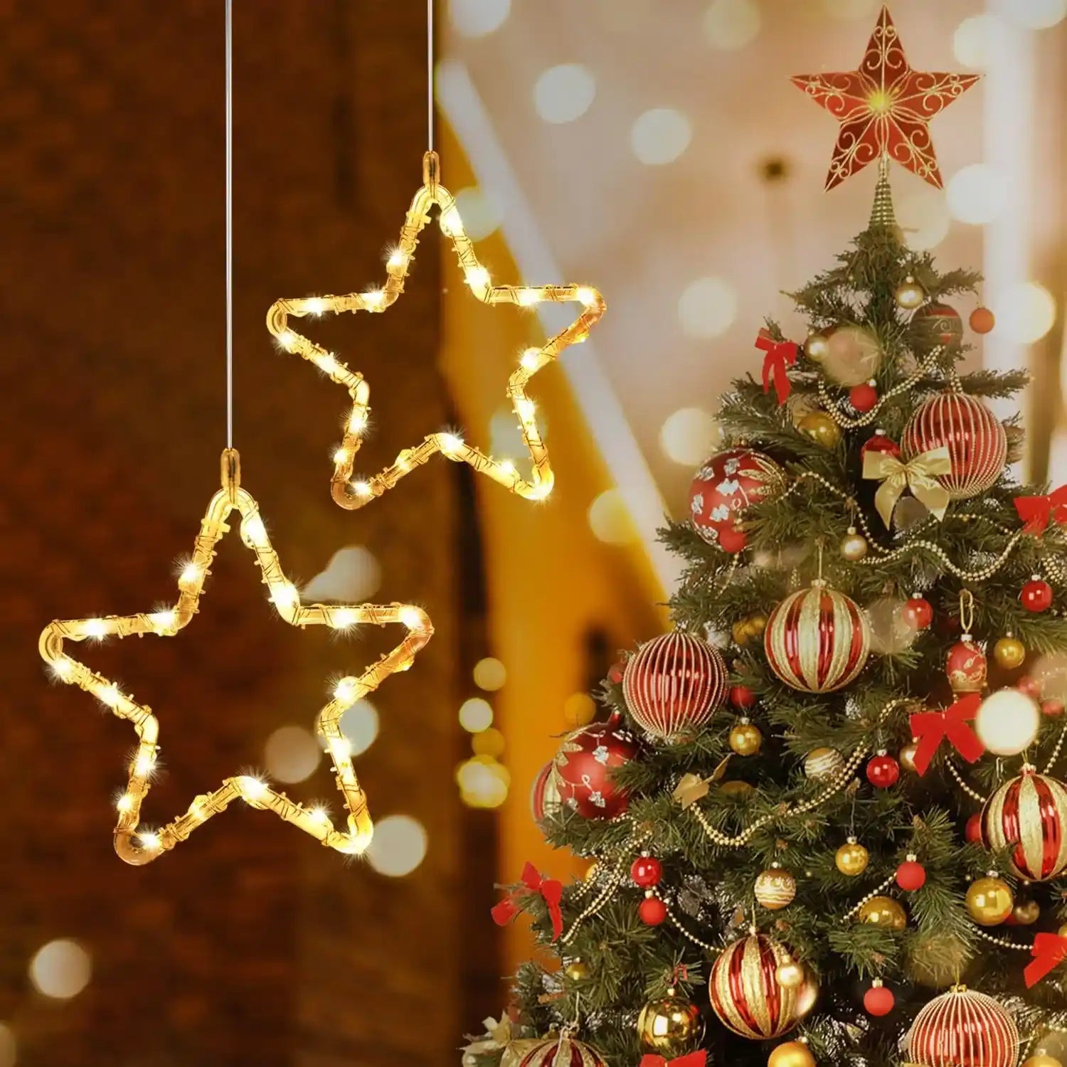 gresonic-lichtervorhang-2er-led-sterne-batteriebetrieben-weihnachten image 3