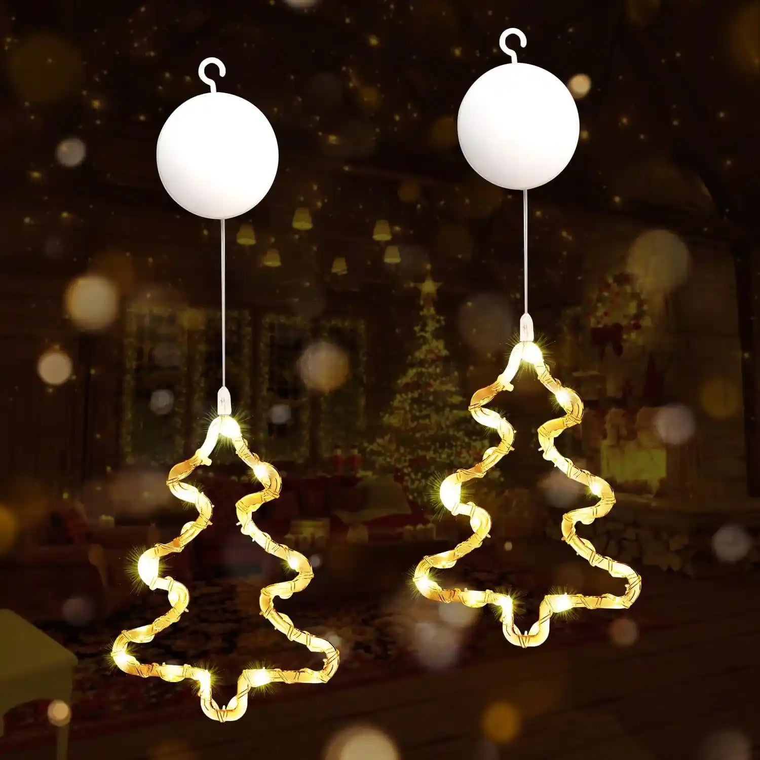 gresonic-lichtervorhang-weihnachtsbaum-led-fensterdeko-2er-batterie image 5