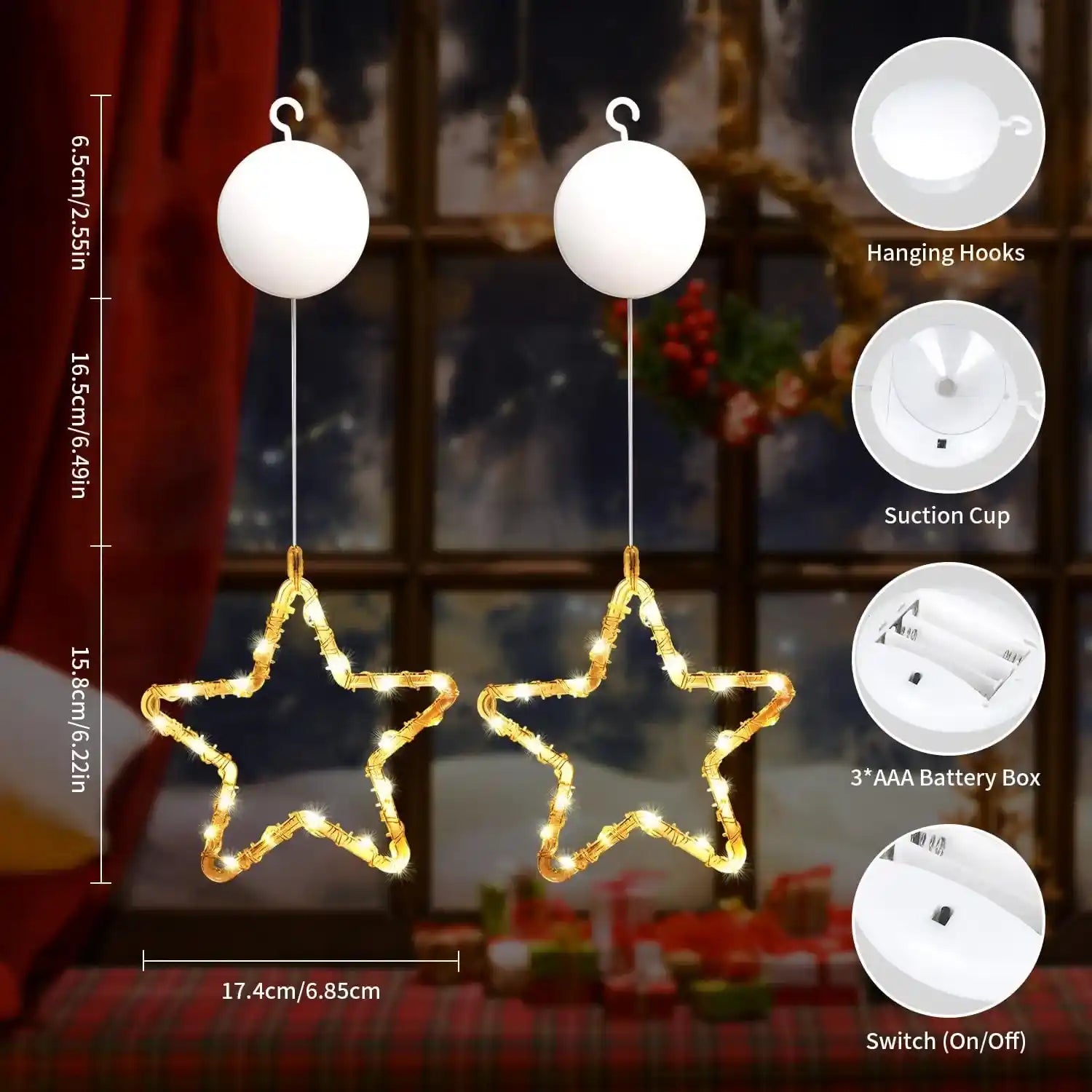 gresonic-lichtervorhang-2er-led-sterne-batteriebetrieben-weihnachten image 6