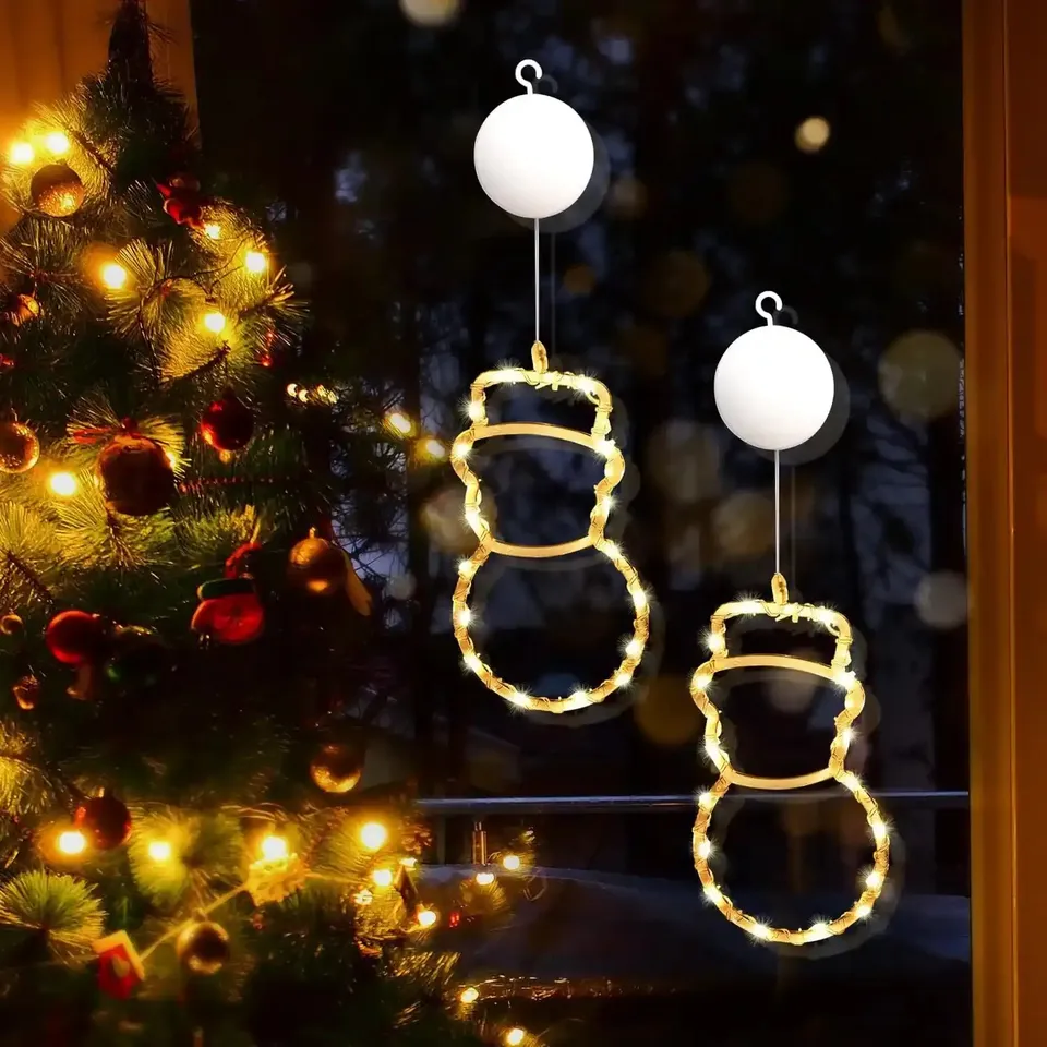 gresonic-lichtervorhang-schneemann-led-fensterdeko-2er-batteriebetrieben image 1