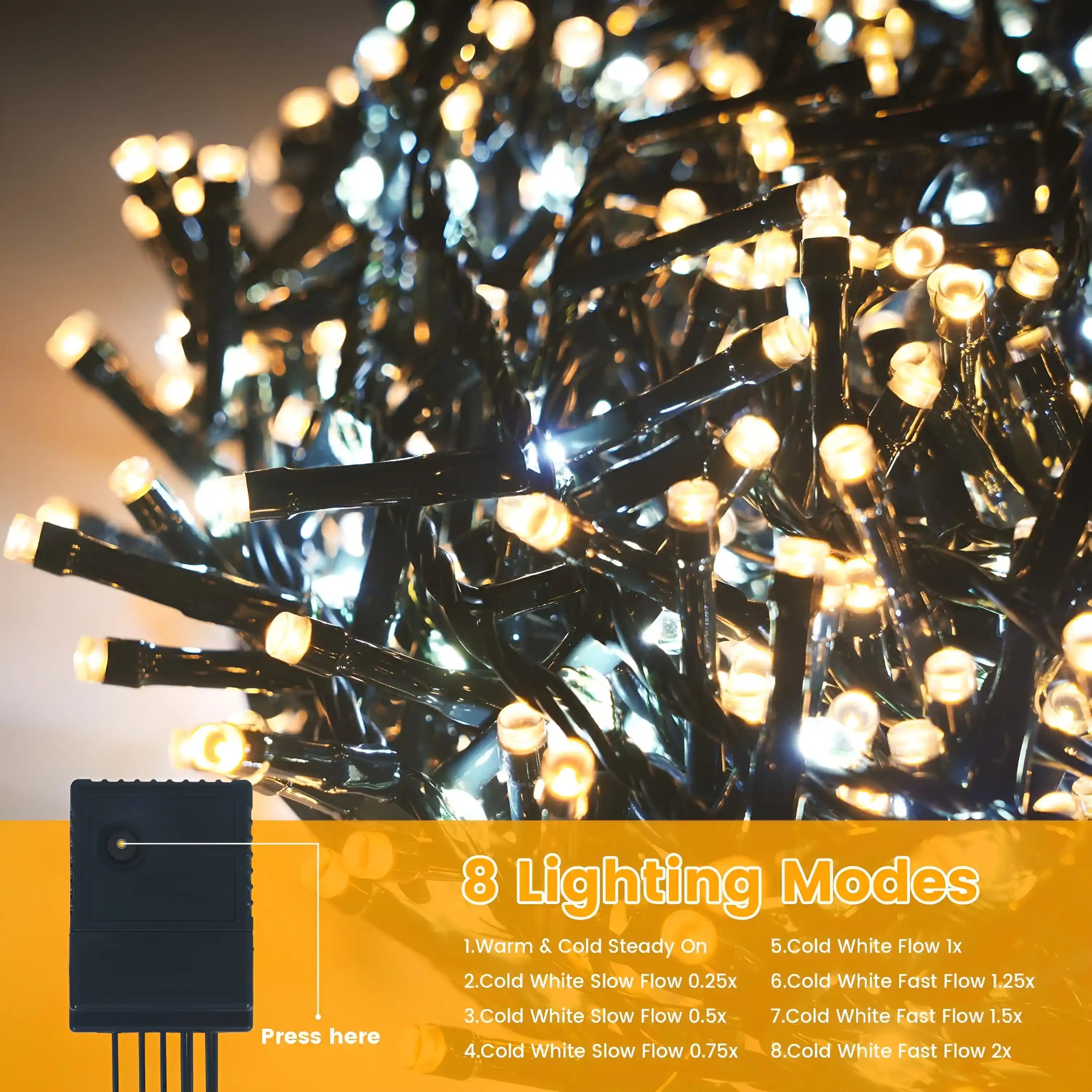 gresonic-cluster-lichterkette-1000-led-warmwei-strombetrieben image 2