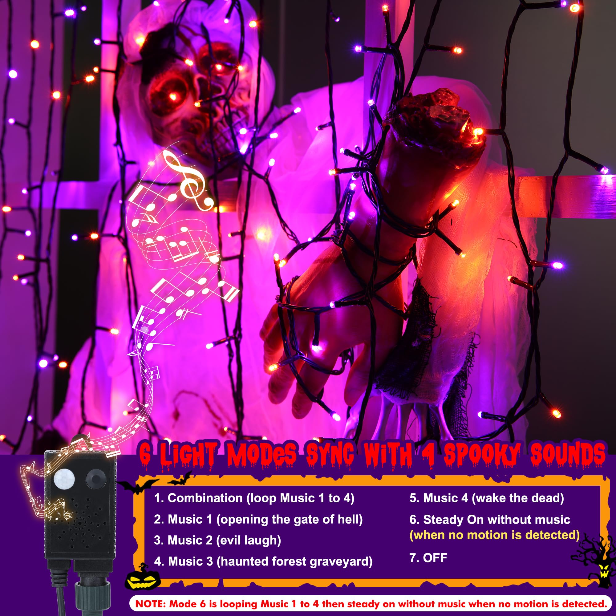 nexvin-halloween-lichterkette-20m-200-led-orange-lila-sound image 2