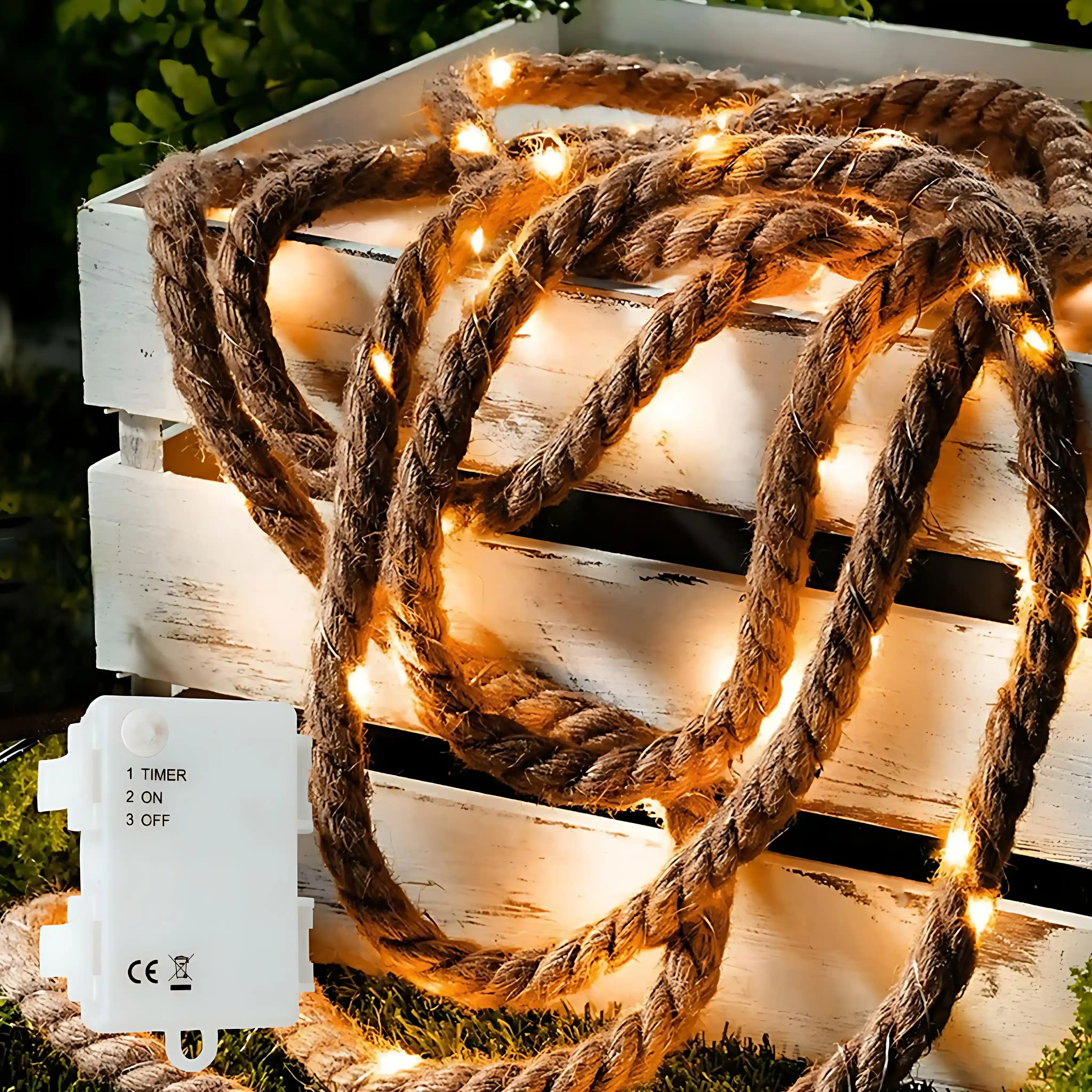 gresonic-seil-lichterkette-25-led-2m-jute-timer-warmwei image 2