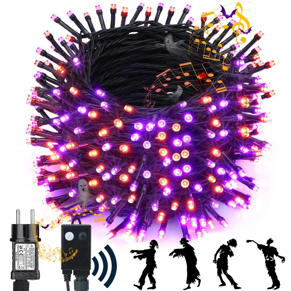 nexvin-halloween-lichterkette-20m-200-led-orange-lila-sound image 1