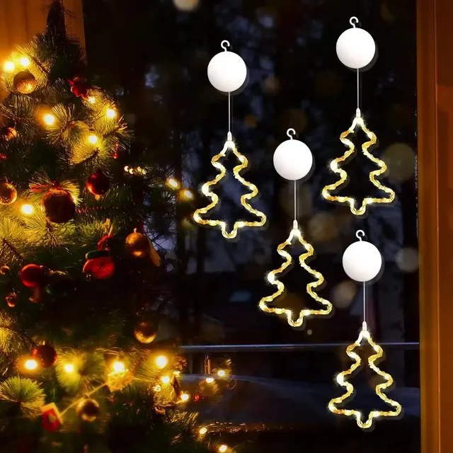 gresonic-lichtervorhang-weihnachtsbaum-4er-batterie-fensterdeko image 1