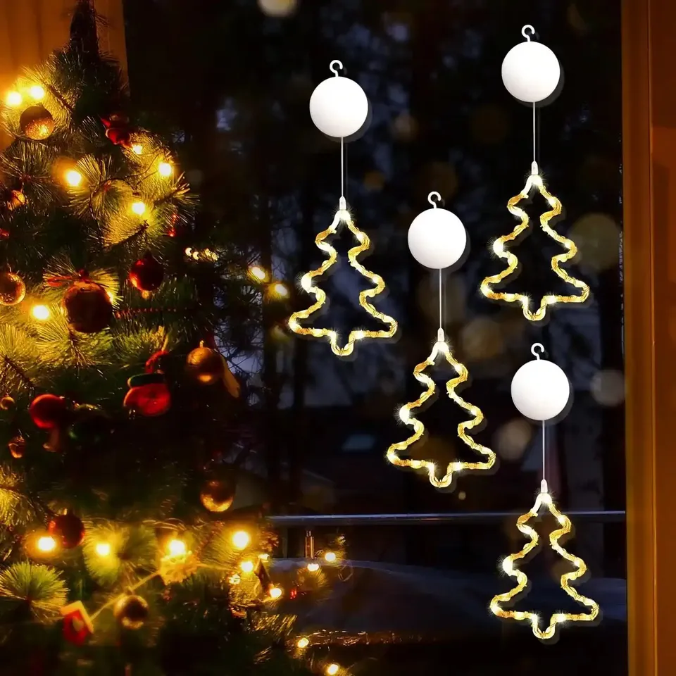 gresonic-lichtervorhang-weihnachtsbaum-4er-batterie-fensterdeko image 1