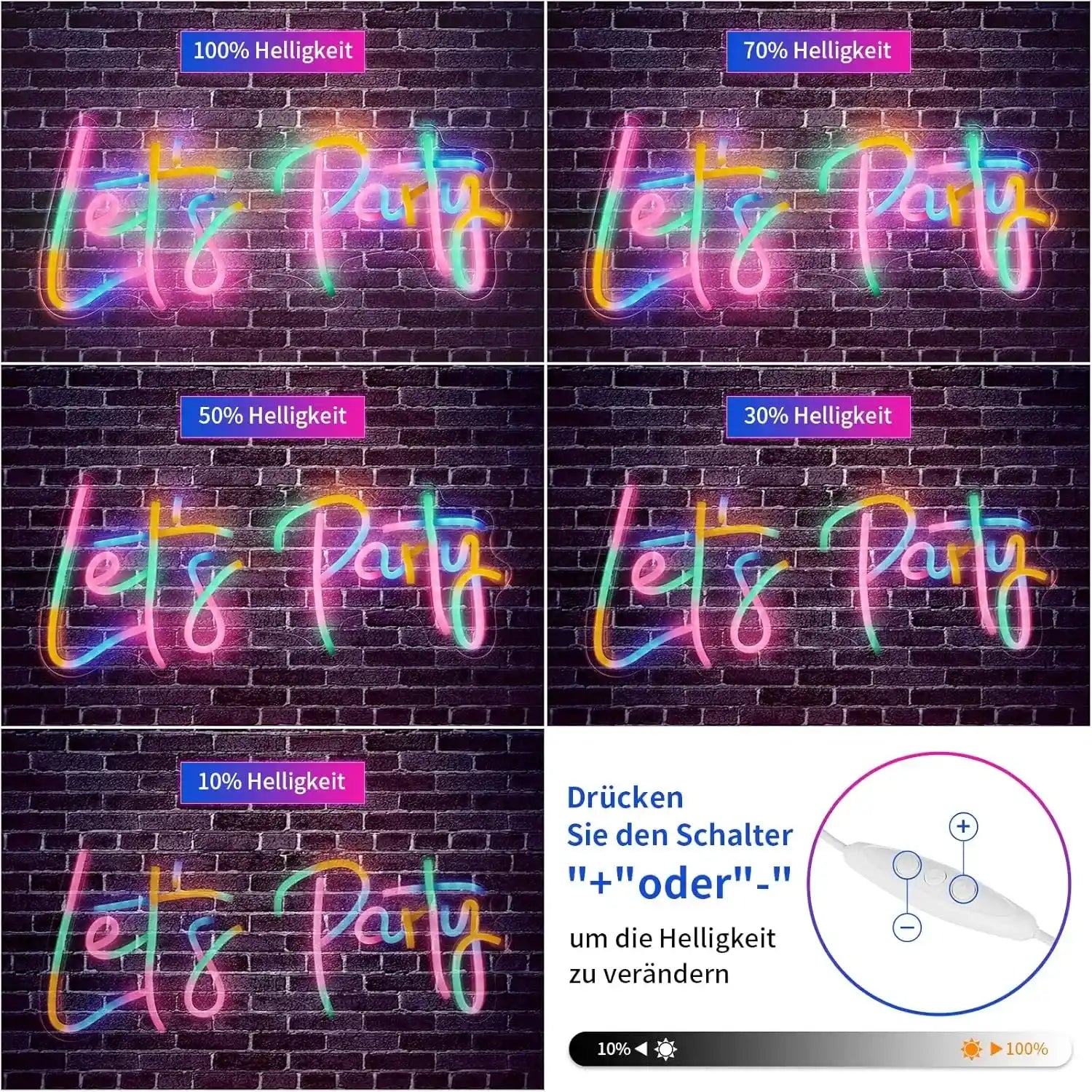 gresonic-let-s-party-neon-schild-lichterkette-usb-bunt image 5