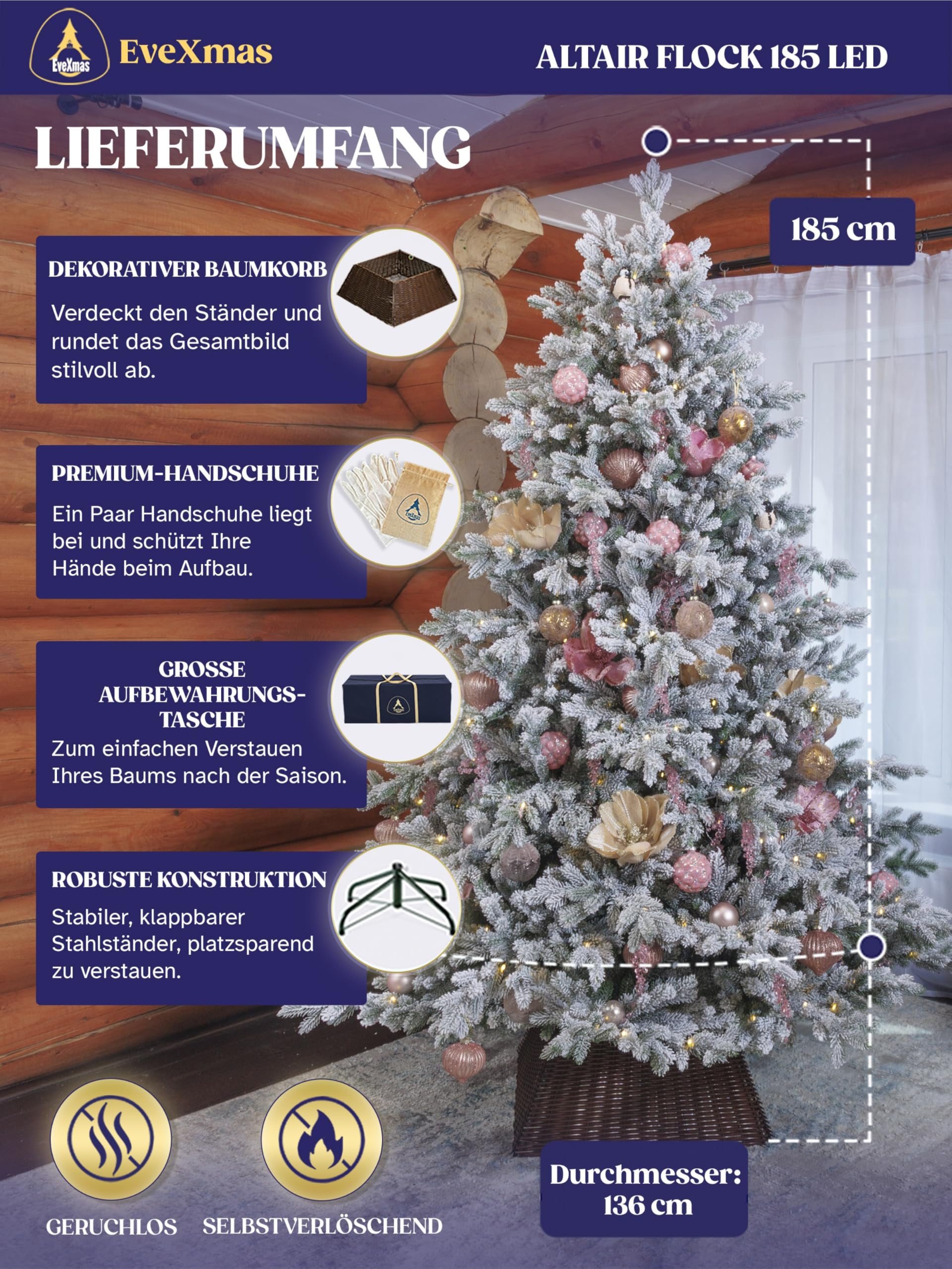 evexmas-altair-weihnachtsbaum-185cm-geflockt-led-warmwei-set image 2