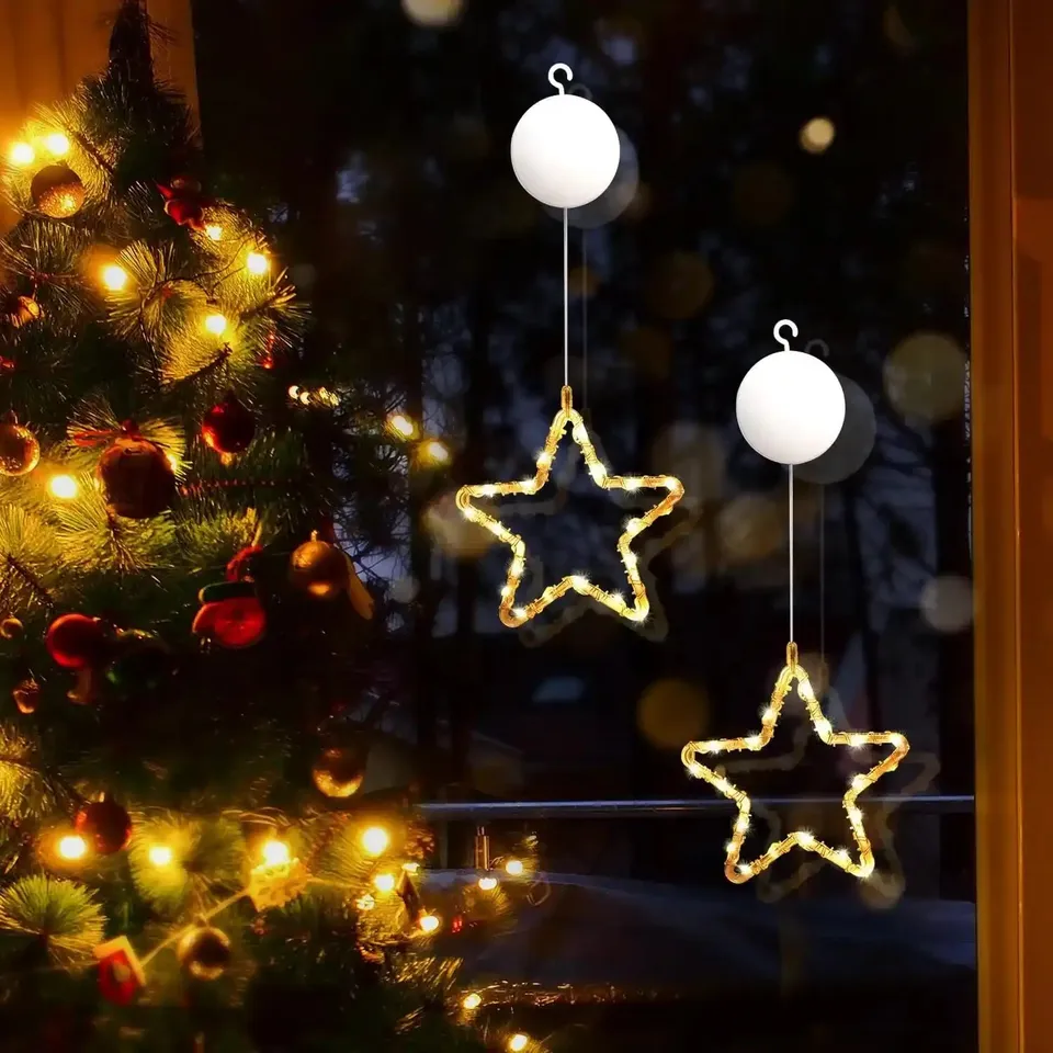 gresonic-lichtervorhang-2er-led-sterne-batteriebetrieben-weihnachten image 1